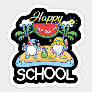 Funny Happy Last Day Of School Teacher Student Graduation Gnomes Sticker